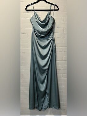 Birdy Grey Lydia Matte Satin Sage Cowl Neck Dress NWT M Bridesmaid Wedding Guest